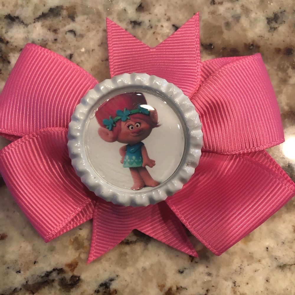 Pink Trolls hair bow
